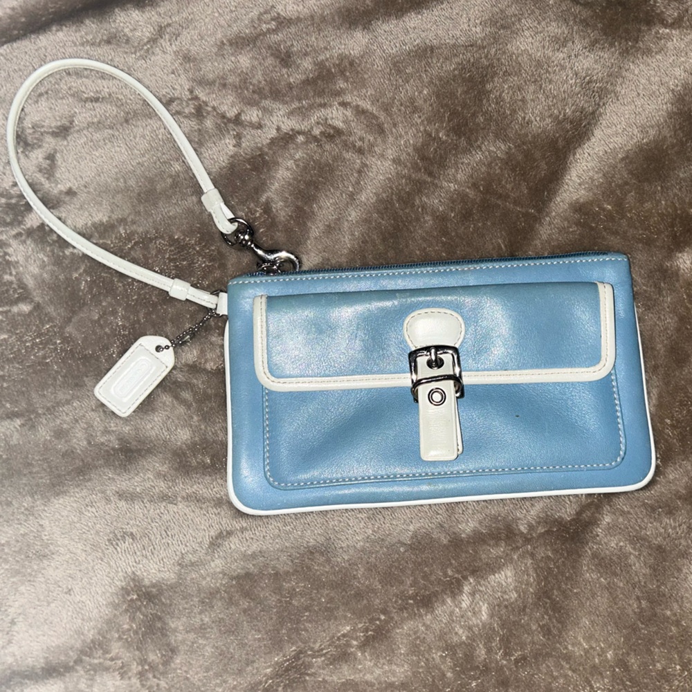Coach Blue and White wristlet